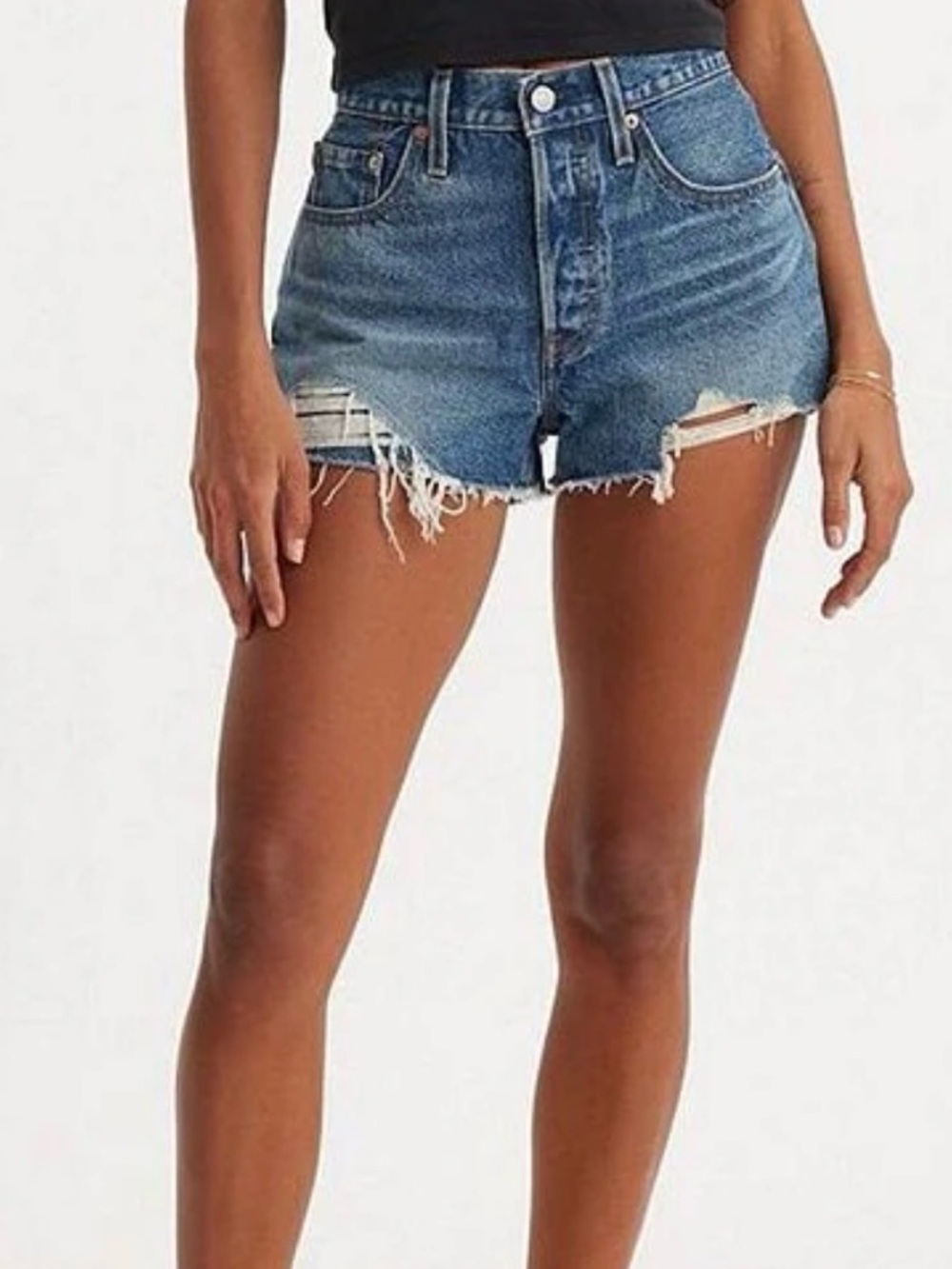Levi's Blue Distressed Cutoff Jean Shorts
